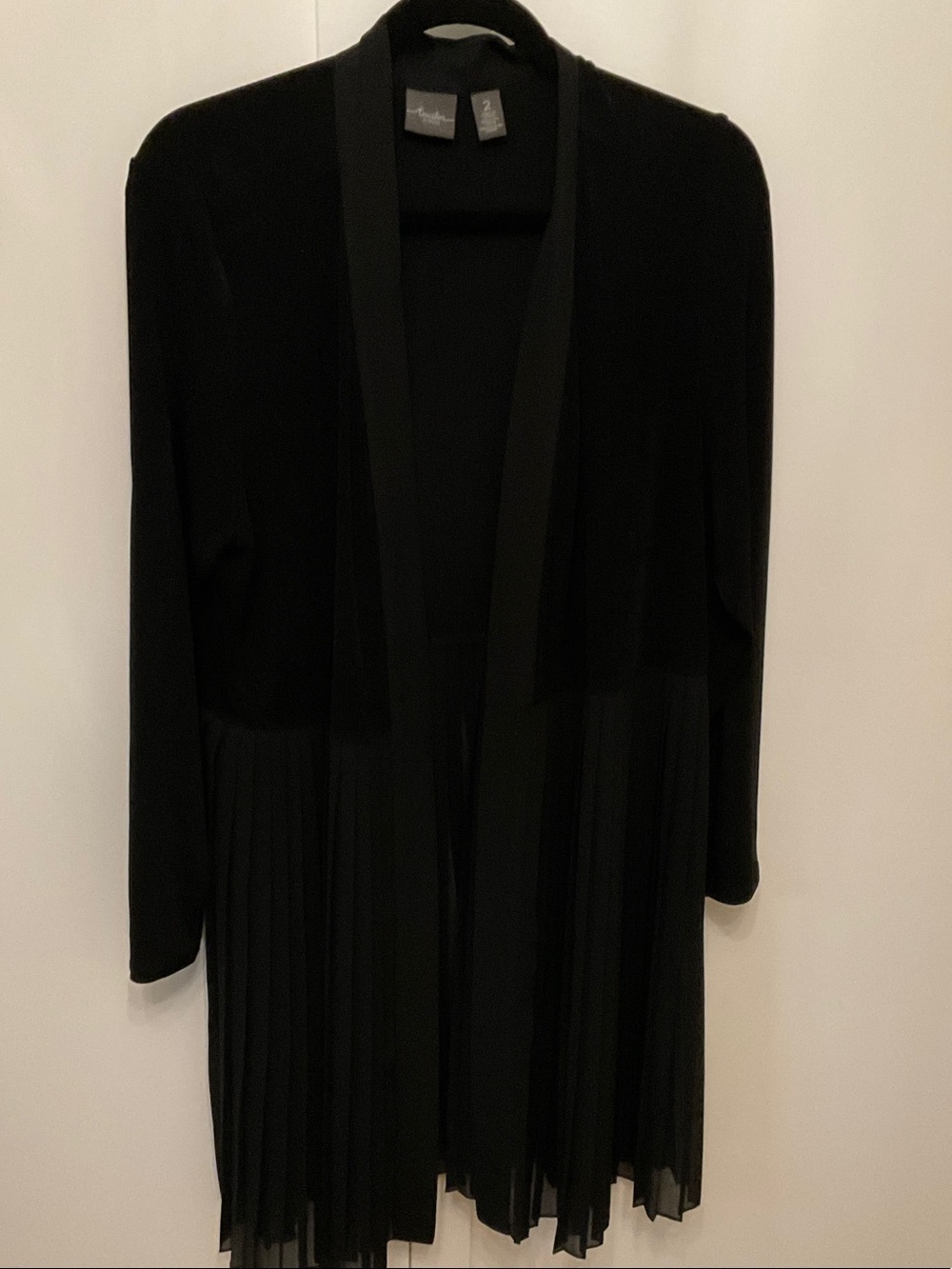Chico's Black Pleated-Hem Dressy Open Front
